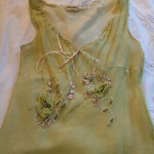 Vintage Max Studio delicate  pale green silk sleeveless top  - XS